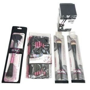 London SOHO New York Makeup Brush Lot + Brush Cube Holder NEW Sealed